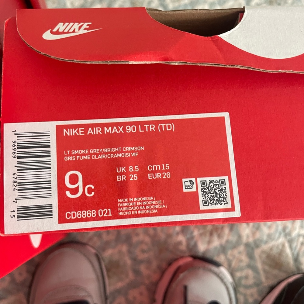 Nike Air Max 90 LTR Kids Shoes - Gray and Crimson